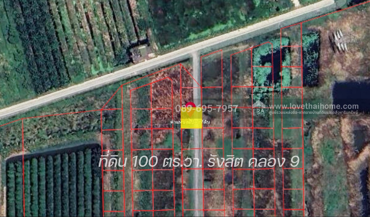 ขายที่ดิน 100 ตร.วา ถ.รังสิต-นครนายก คลอง 9 (ซอย รพ.ส่งเสริมสุขภาพ) ต.ลำผักกูด ธัญบุรี จ.ปทุมธานี ราคาถูกกว่าประเมิน ใกล้วัดอัยยิการาม ขายที่ดิน 100 ตร.วา ถ.รังสิต-นครนายก คลอง 9 (ซอย รพ.ส่งเสริมสุขภาพ) ต.ลำผักกูด ธัญบุรี จ.ปทุมธานี ราคาถูกกว่าประเมิน ใกล้วัดอัยยิการาม