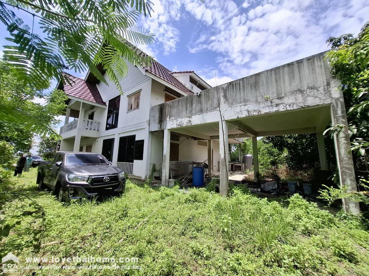 ขายที่ดิน 4 ไร่ พร้อมบ้าน 3 ชั้น ใกล้กรุงเทพฯ ซ.เลียบคลองกำนันชื้น หนองเพรางาย ไทรน้อย นนทบุรี (บ้านสวน ร่มรื่น ปลูกผลไม้ไว้หลายชนิด)