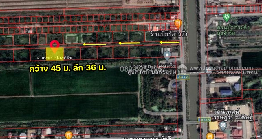 ขายที่ดินจัดสรร ลำลูกกา คลอง 13 (ฝั่งตะวันตก) ติดกับ รพ.ส่งเสริมสุขภาพ ต.พืชอุดม (ลำไทร) ถ.ทางหลวงชนบท (ปท.3012) ปทุมธานี 400 ตร.วา ใกล้โรงงาน SAPPE (เซ็ปเป้) และไทยน้ำทิพย์