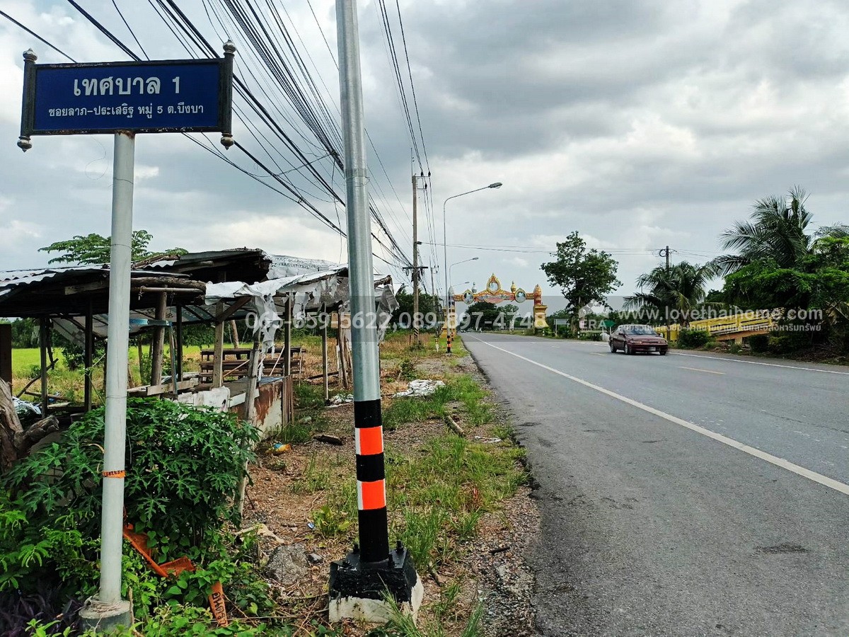 ขายที่ดินติดถนนซอยเทศบาล 1 (ลาภประเสริฐ) ถ.รังสิต–นครนายก คลอง 10 พื้นที่ 190 ตร.วา ใกล้ อบต.บึงบา หนองเสือ ปทุมธานี ราคาถูก เหมาะลงทุน