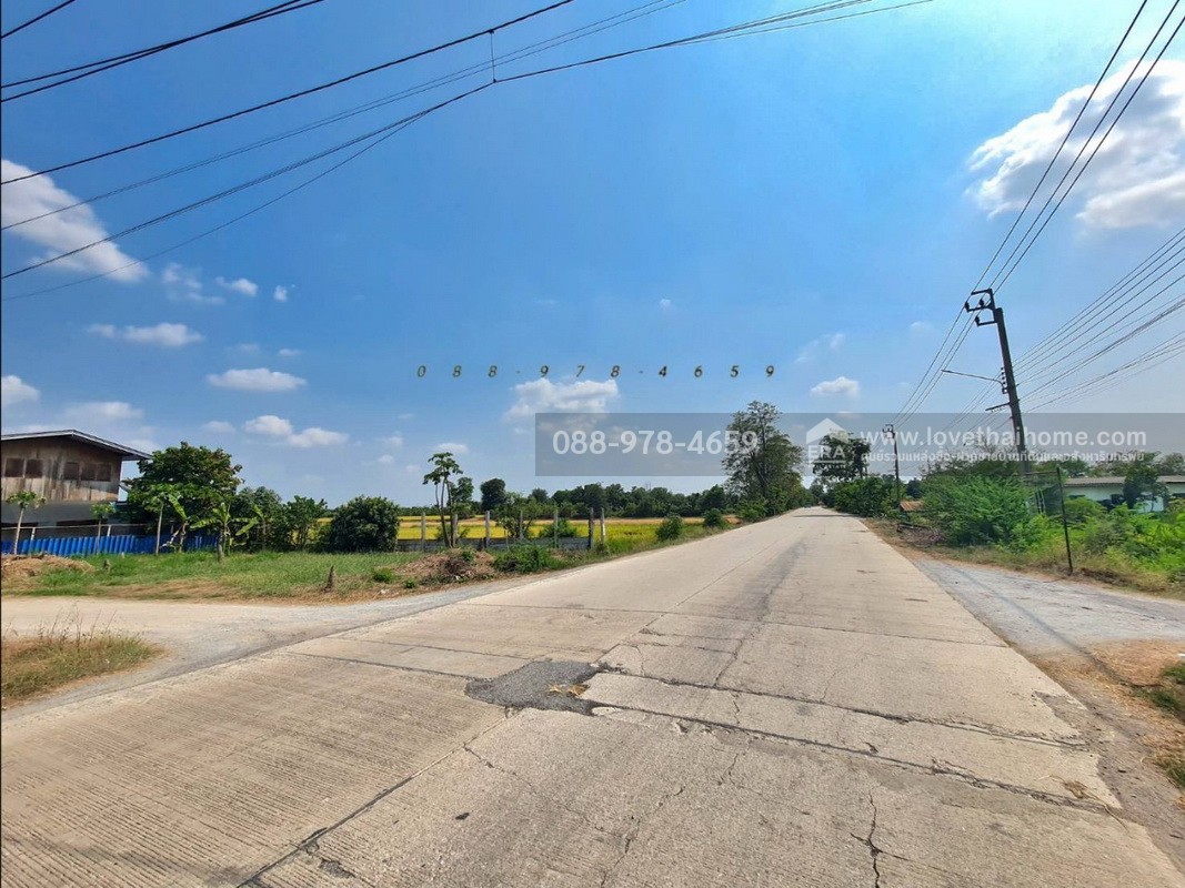 ขายที่ดิน ถ.นนทบุรี3008 ไทรน้อย พื้นที่ 96 ตรว. แปลงมุม ติดถนน 2 ด้าน ที่ดินถมแล้วสูงเท่าถนน ใกล้วัดราษฎร์นิยม เหมาะสร้างบ้าน ทำคาเฟ่,ร้านอาหารต่างๆ บรรยากาศดี