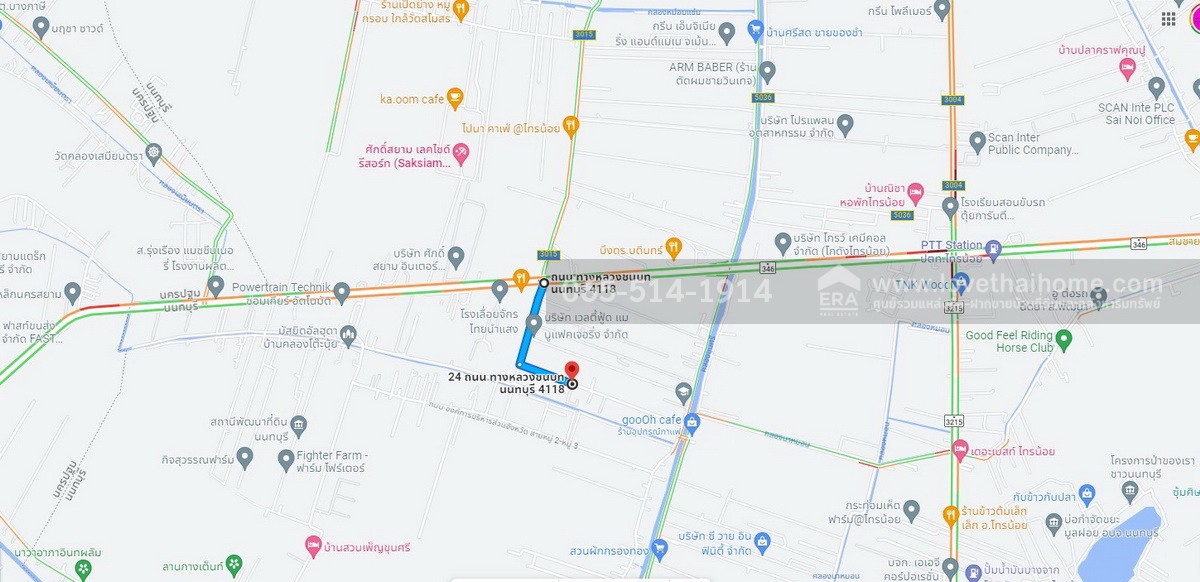 ขายด่วน ขายถูก ที่ดิน ย่านขุนศรี ติดริมถนนทางหลวงชนบท4118 ต.ขุนศรี อ.ไทรน้อย จ.นนทบุรี เนื้อที่ 4 ไร่ 3 งาน 98 ตรว. ราคา 6,500,000 บาท ตารางวาละ 3,253 บาท หันหน้าไปทางทิศตะวันตกเฉียงใต้