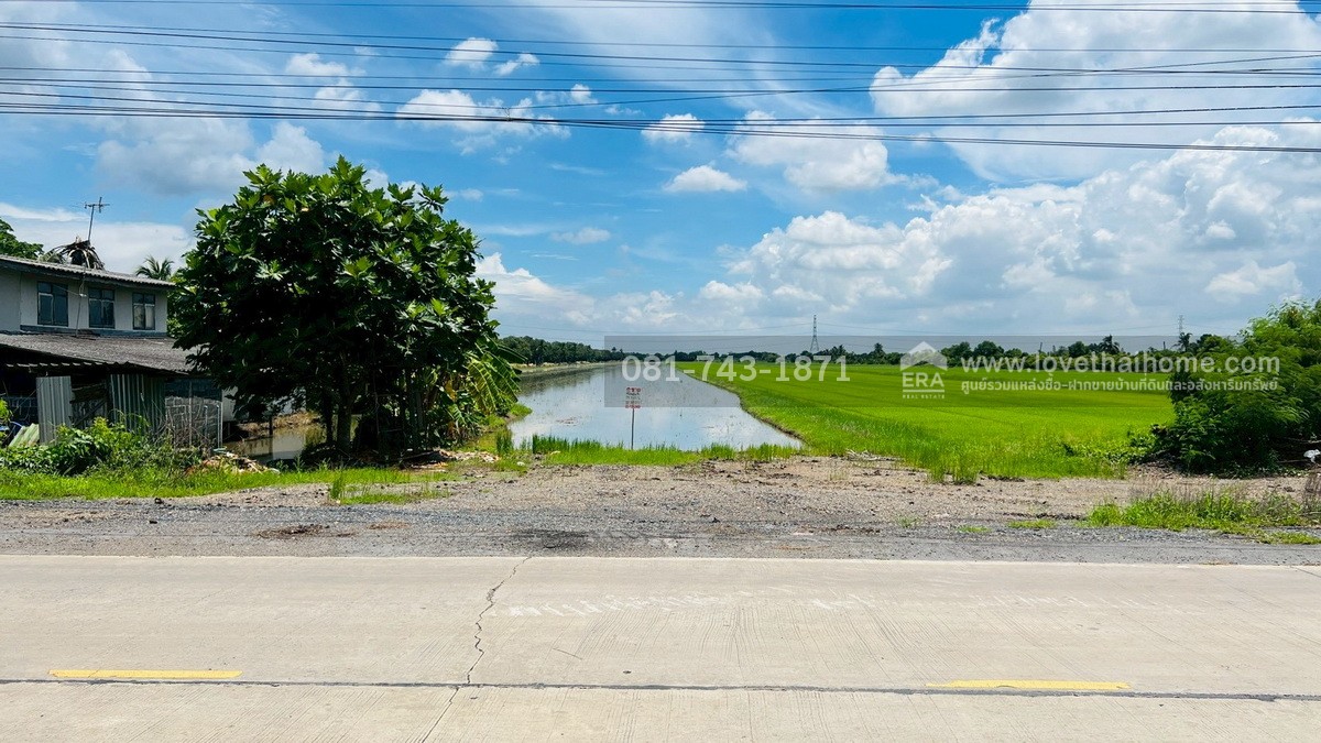 ขายที่ดิน รังสิต คลอง9 ติดถนนเลียบคลอง9 หนองเสือ เนื้อที่ 59-1-63 ไร่ ผังสีชมพู ต.บึงบา จ.ปทุมธานี