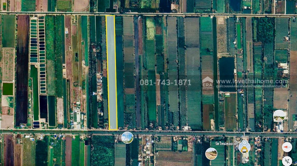 ขายที่ดิน รังสิต คลอง9 ติดถนนเลียบคลอง9 หนองเสือ เนื้อที่ 59-1-63 ไร่ ผังสีชมพู ต.บึงบา จ.ปทุมธานี